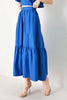 Solid Woven Midi Skirt | Blue