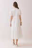 Ruffled Short Sleeve Tiered Button Down Mid Dress | White