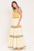 Printed woven maxi dress | Camel Stripe