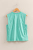 Round Neck Sleeveless Boxy Top | Turquoise