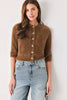 Sweater knit cardigan | Camel