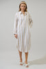Jordy Striped Shirt Midi Dress | Tan & White