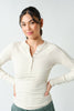 Essential Long-Sleeved Micro-Ribbed Henley Top | Natural