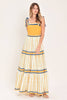 Printed woven maxi dress | Camel Stripe