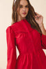Pintuck Yoke Detail Button Front Mini Dress | Red