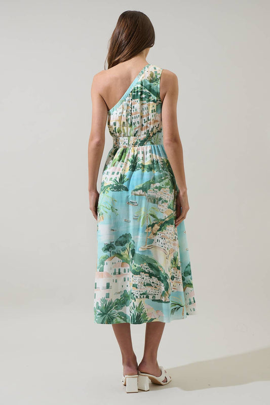 Piti Town Islay Smocked Midi Dress | Aqua