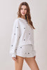 Allover Star Embroidery Drop Shoulder Sweatshirt | White
