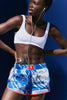 Varsity Blues Printed Shorts | Marbled Bright Blue
