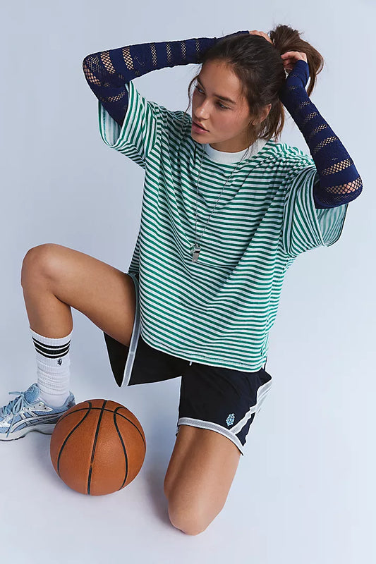 Tackle Stripe Tee | Court Stripe Green