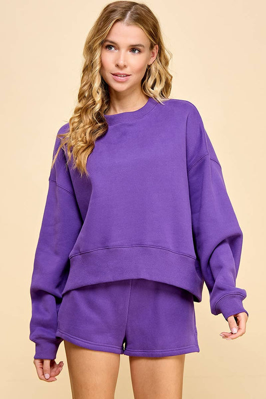 Dropped Shoulder Sweatshirt | Purple