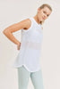 Striped Trellis Mesh Raglan Muscle Top