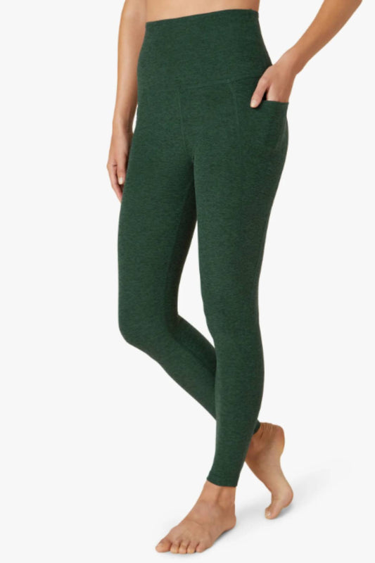 Spacedye Out Of Pocket High Waisted Midi Legging | Forest Green Pine